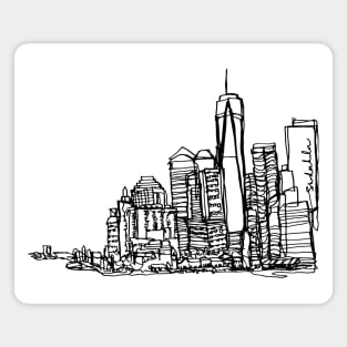 New York City Skyline (A Continuous Line Drawing in Black Ink) Magnet